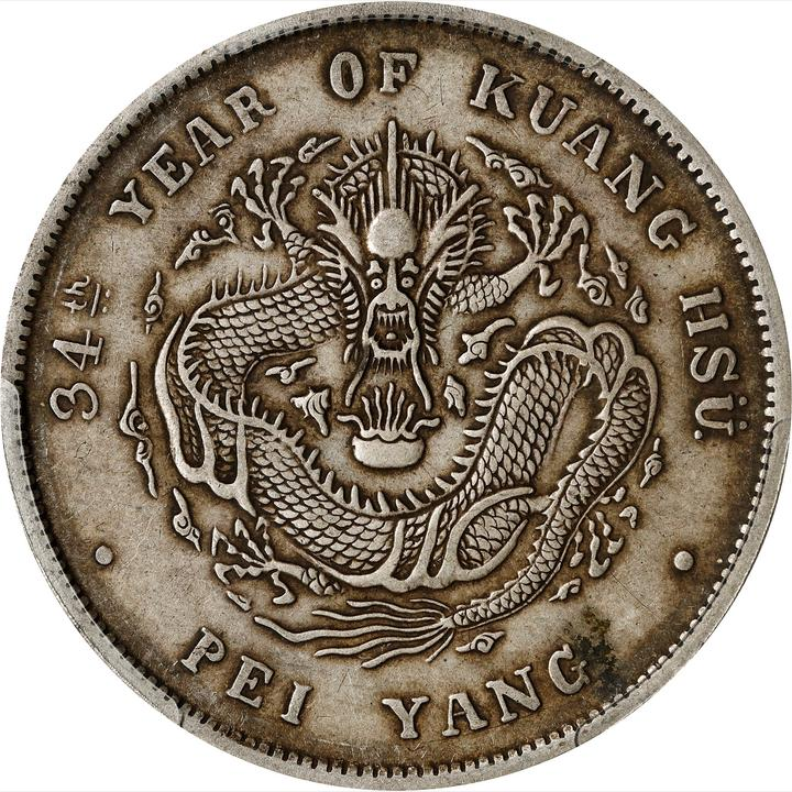 1908年中国直隶省(北洋造) 光绪元宝库平七钱二分(壹圆) 银币